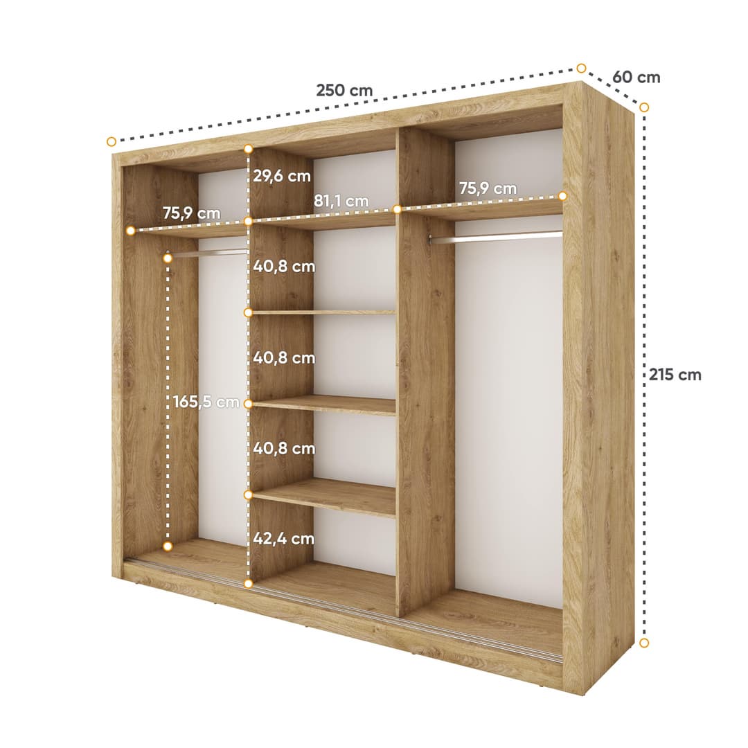 Idea 01 - 3 Sliding Door Wardrobe 250cm