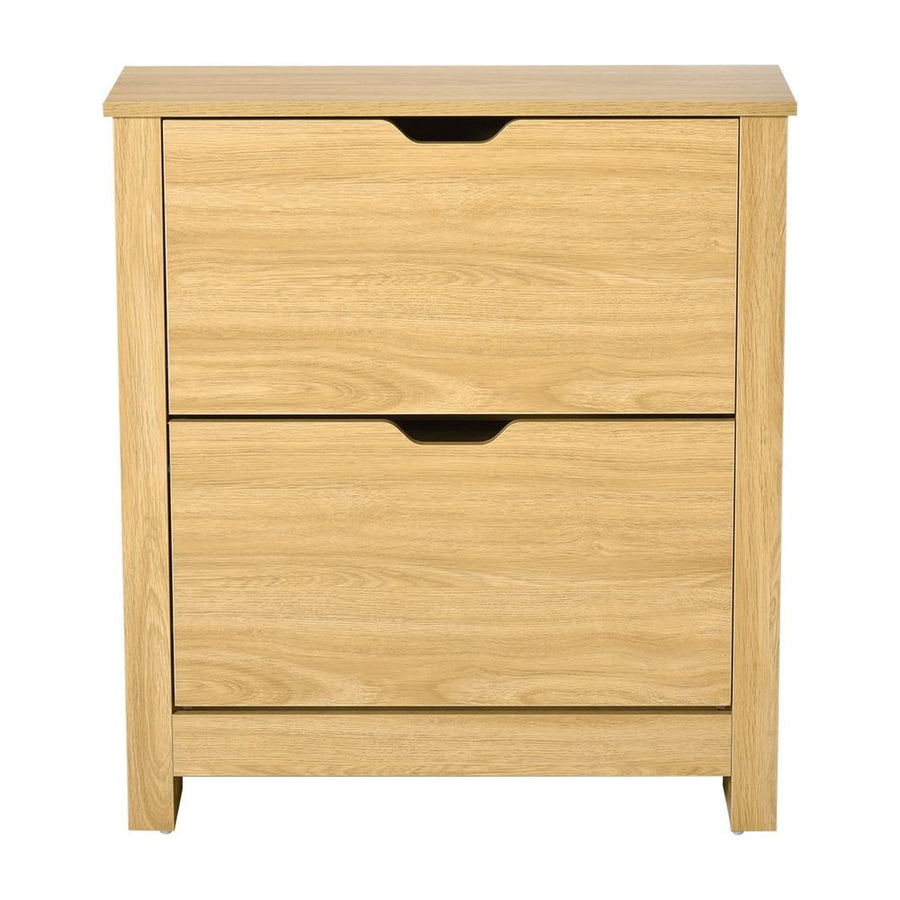 HOMCOM Narrow Shoe Cabinet in a Natural Wood Finish