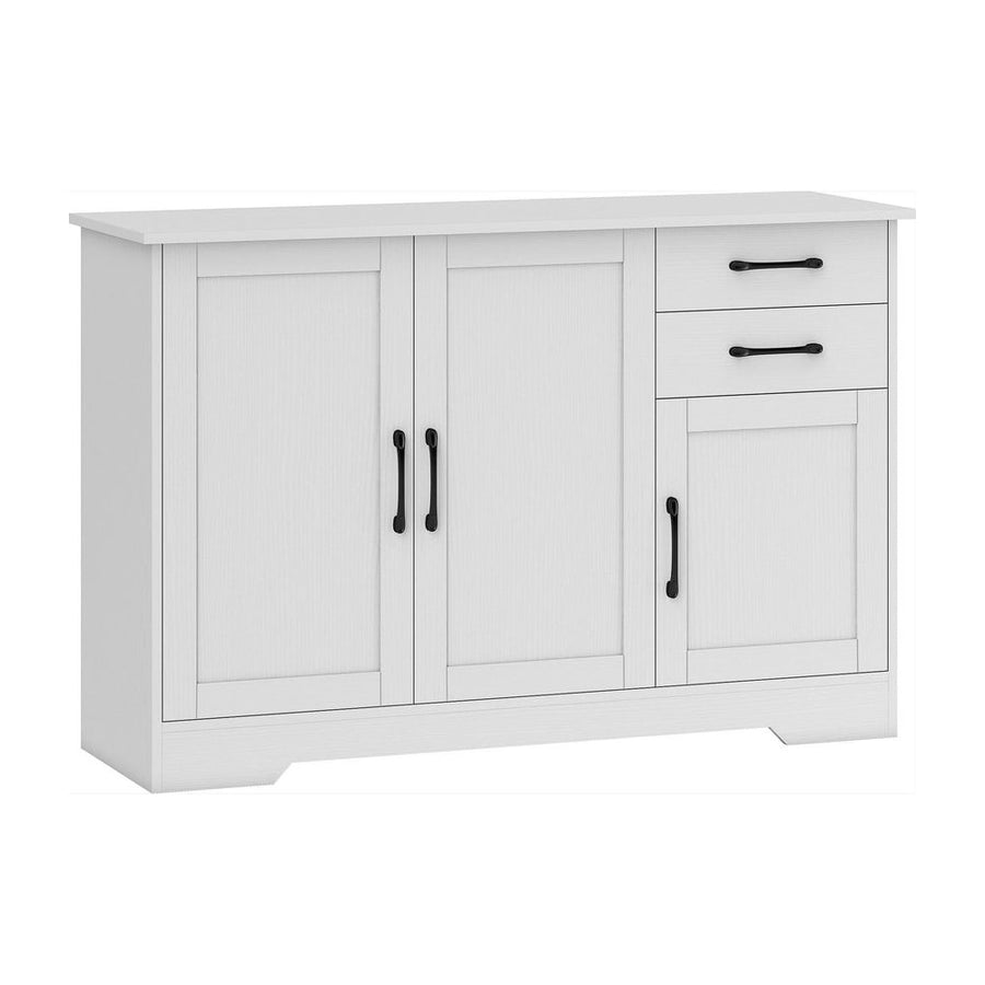 HOMCOM Sideboard with 2 Drawers Modern Storage Cabinet, Kitchen Cupboard with Adjustable Shelf and 3 Doors White