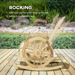 Outsunny 2 Piece Wooden Adirondack Rocking Chair Reclining Armchair Outdoor Garden Furniture Patio Porch Rocker - Natural