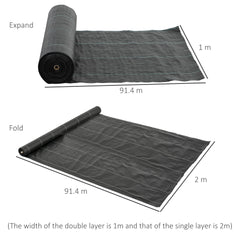 Outsunny 2m x 90m Weed Control Membrane, Heavy Duty Weed Control Barrier Fabric, 90gsm Ground Cover for Patios, Garden, Flower beds, Landscaping