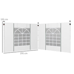 Outsunny Gazebo Side Panels, 2 Pack Sides Replacement, for 3x3(m) or 3x6m Pop Up Gazebo, with Windows and Doors, White