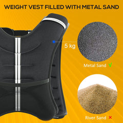 HOMCOM 5KG Weighted Vest, Running Weight Vest with Adjustable Straps, Convenient Pocket and Reflective Strips, for Men and Women Cardio Exercise Strength Training Workout