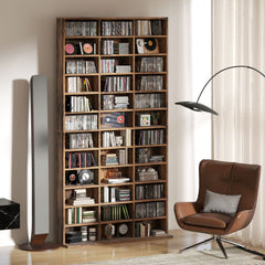 HOMCOM CD Storage Unit with Adjustable Shelves, 102 x 195 cm, Rustic Brown