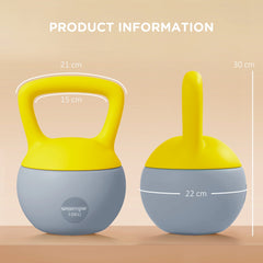 SPORTNOW 10KG Soft Kettlebell, Kettlebell with Non-Slip Handle for Home Gym, Weight Lifting, Strength Training, Yellow/Grey