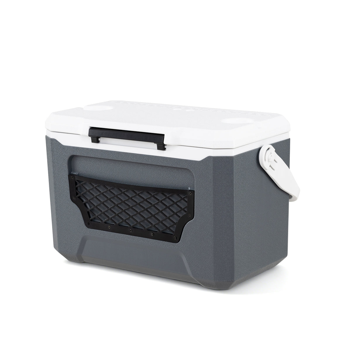 Ice Chest with Drain Plug and Mesh Pocket for Camping Fishing Picnic-Grey