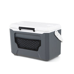 Ice Chest with Drain Plug and Mesh Pocket for Camping Fishing Picnic-Grey