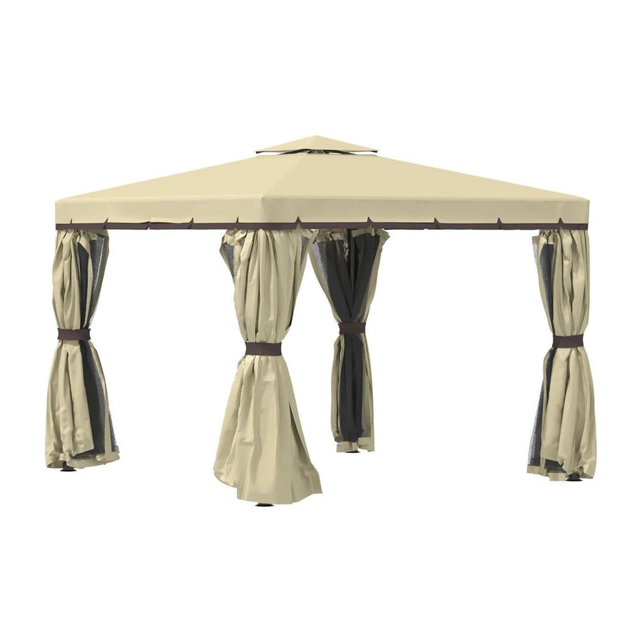 Outsunny 3 x 3(m) Patio Gazebo Canopy Garden Pavilion Tent Shelter with 2 Tier Water Repellent Roof, Mosquito Netting and