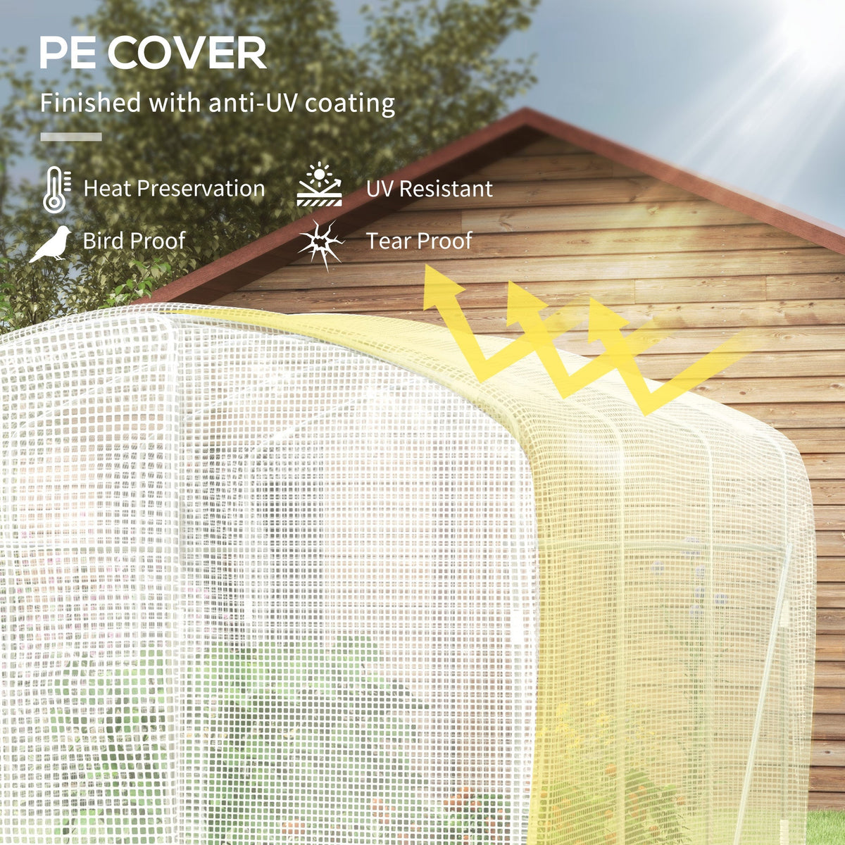 Outsunny Polytunnel Greenhouse Walk-in Grow House with UV-resistant PE Cover, Door and Galvanised Steel Frame, 2 x 2 x 2m, White