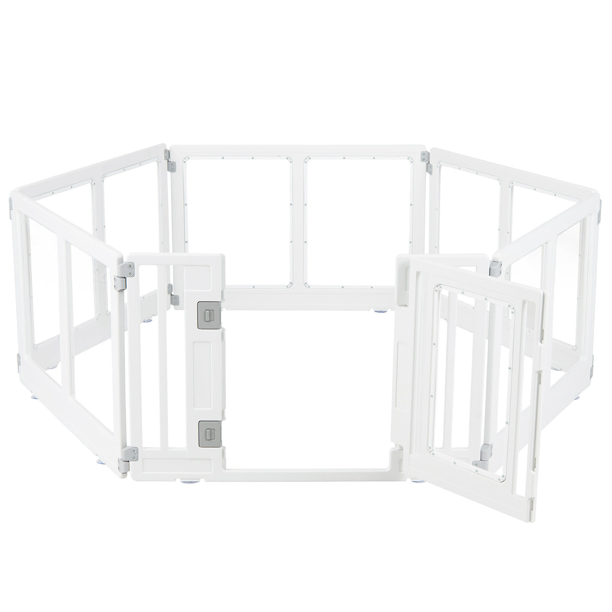 Indoor Outdoor Transparent Puppy Play Pen Pet Fence for Small to Medium Dogs-6 Panels