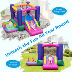 Inflatable Bounce Castle with Slide and Stakes