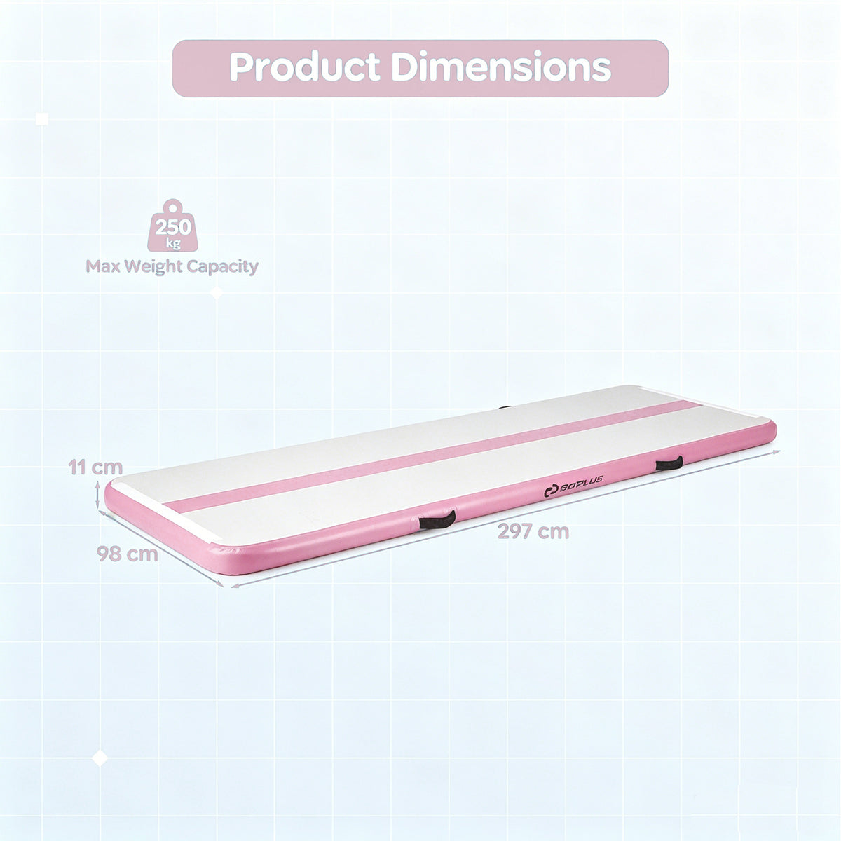 Inflatable Gymnastic Mat Portable Tumbling Mat with Electric Air Pump-Pink