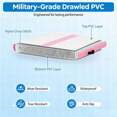 Inflatable Gymnastic Mat Portable Tumbling Mat with Electric Air Pump-Pink