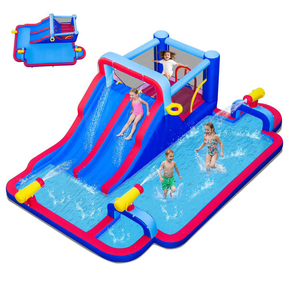 Inflatable Water Slide Park with Double Slides(without Blower)
