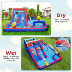 Inflatable Water Slide Park with Double Slides(without Blower)