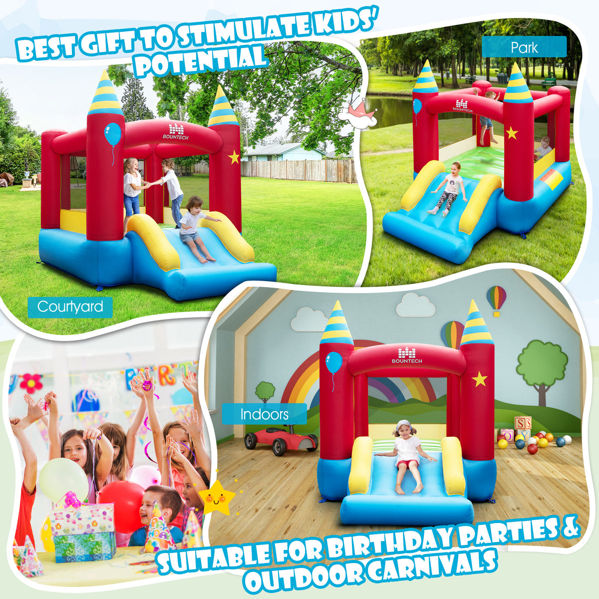 Inflatable Bounce Castle with Stakes without Blower