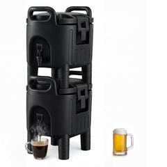 Insulated Beverage Dispenser with Handles and Two-Stage Faucet-Black