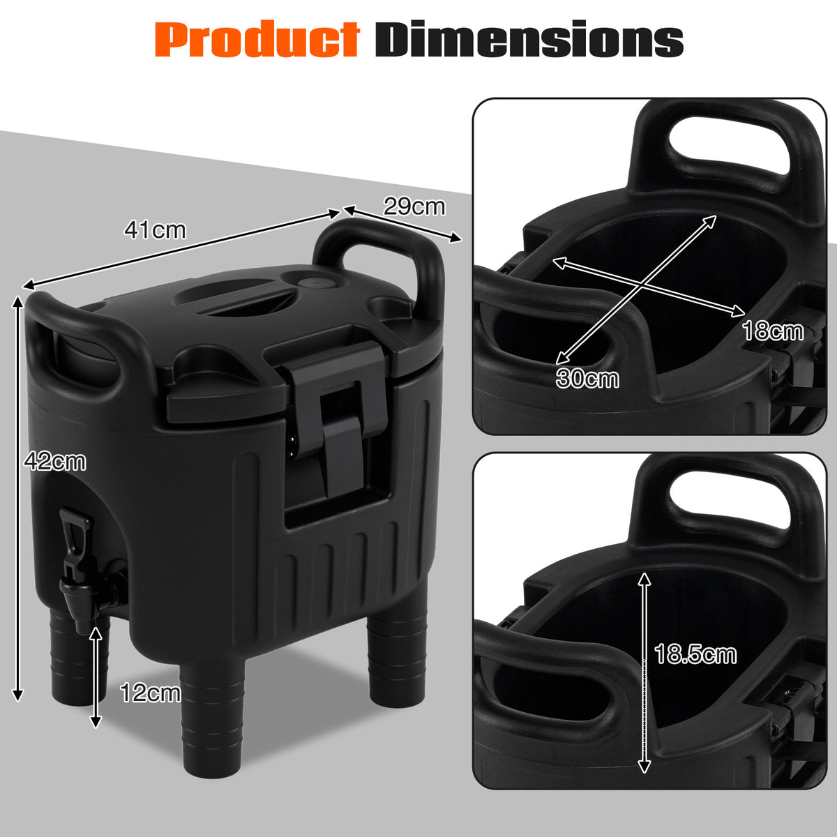 Insulated Beverage Dispenser with Handles and Two-Stage Faucet-Black