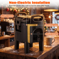 Insulated Beverage Dispenser with Handles and Two-Stage Faucet-Black