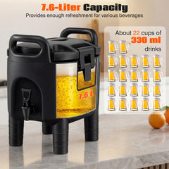 Insulated Beverage Dispenser with Handles and Two-Stage Faucet-Black