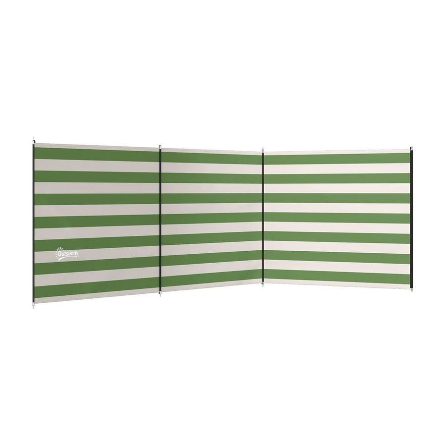 Outsunny 4 Pole Camping Windbreaks, Beach Wind Shield Shelter with Carry Bag and Steel Poles, 540cm x 150cm, Army Green
