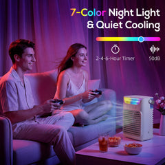 HOMCOM Air Cooler with Adjustable Head, Portable Air Conditioner with 3 Wind Speed, 2 Cool Mist, RGB Light, Grey