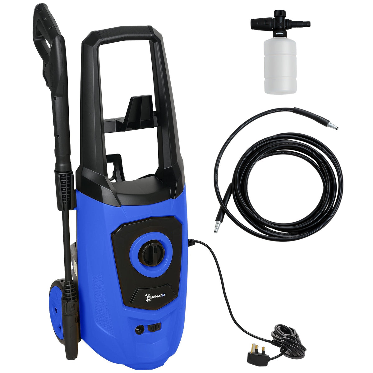 DURHAND 1800W High Pressure Washer, 150 Bar Pressure, 510 L/h Flow, High-Performance Portable Power Jet Wash Cleaner Blue