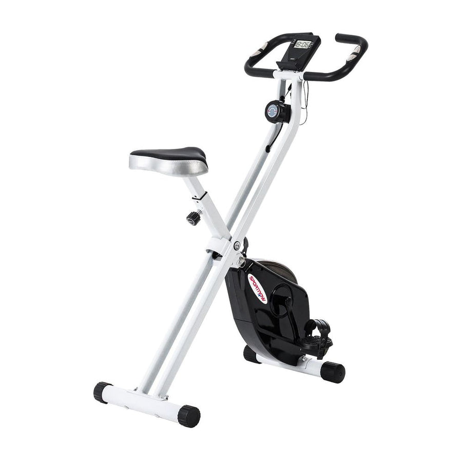 SPORTNOW Folding and Quiet Exercise Bike with 8-Level Magnetic Resistance and Heart Rate Sensor, for Home Gym, Black and
