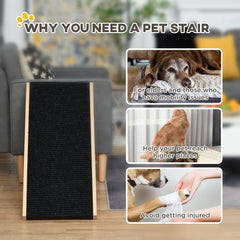The pet ramp beside three small panels showing dogs with mobility issues and injury prevention