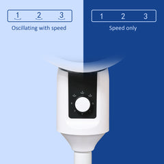 HOMCOM 9'' Air Circulator Fan 3 Speed, 70° Oscillation 90° Vertical Tilt, Carry Handle, Pedestal Fan, Pedestal Fan for Living Room, Bedroom, Office, White and Black