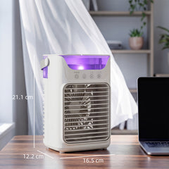 HOMCOM Air Cooler with Adjustable Head, Portable Air Conditioner with 3 Wind Speed, 2 Cool Mist, RGB Light, Grey