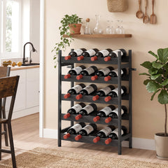 HOMCOM Wine Rack Freestanding Industrial Liquor Cabinet 5-Tier 20 Bottles Bar Stand with Adjustable Feet, Black