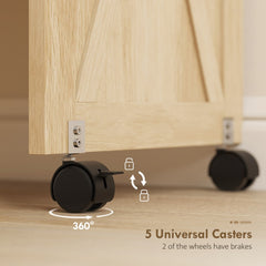 Close up of the lockable casters on the folding sewing table