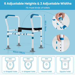 Stand Alone Toilet Safety Frame with Adjustable Height and Width -Blue