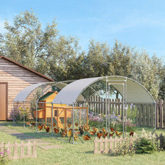 PawHut Walk In Chicken Run Galvanised Chicken Coop Hen Poultry House Cage Pet Playpen Garden with Water-Resist Covers