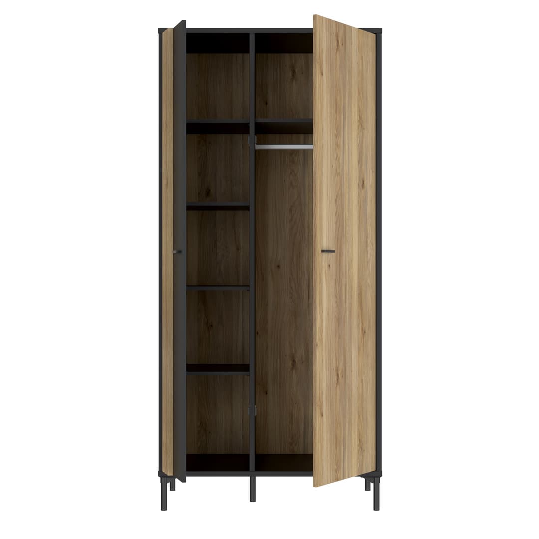 Joakimis Hinged Door Wardrobe 92cm in Oak Mauvella, image 5