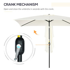 Outsunny 3x2m Garden Parasol Umbrella with Aluminium Pole, Tilt and Crank, Rectangular Outdoor Table Parasol Sun Shade for Patio, Cream White
