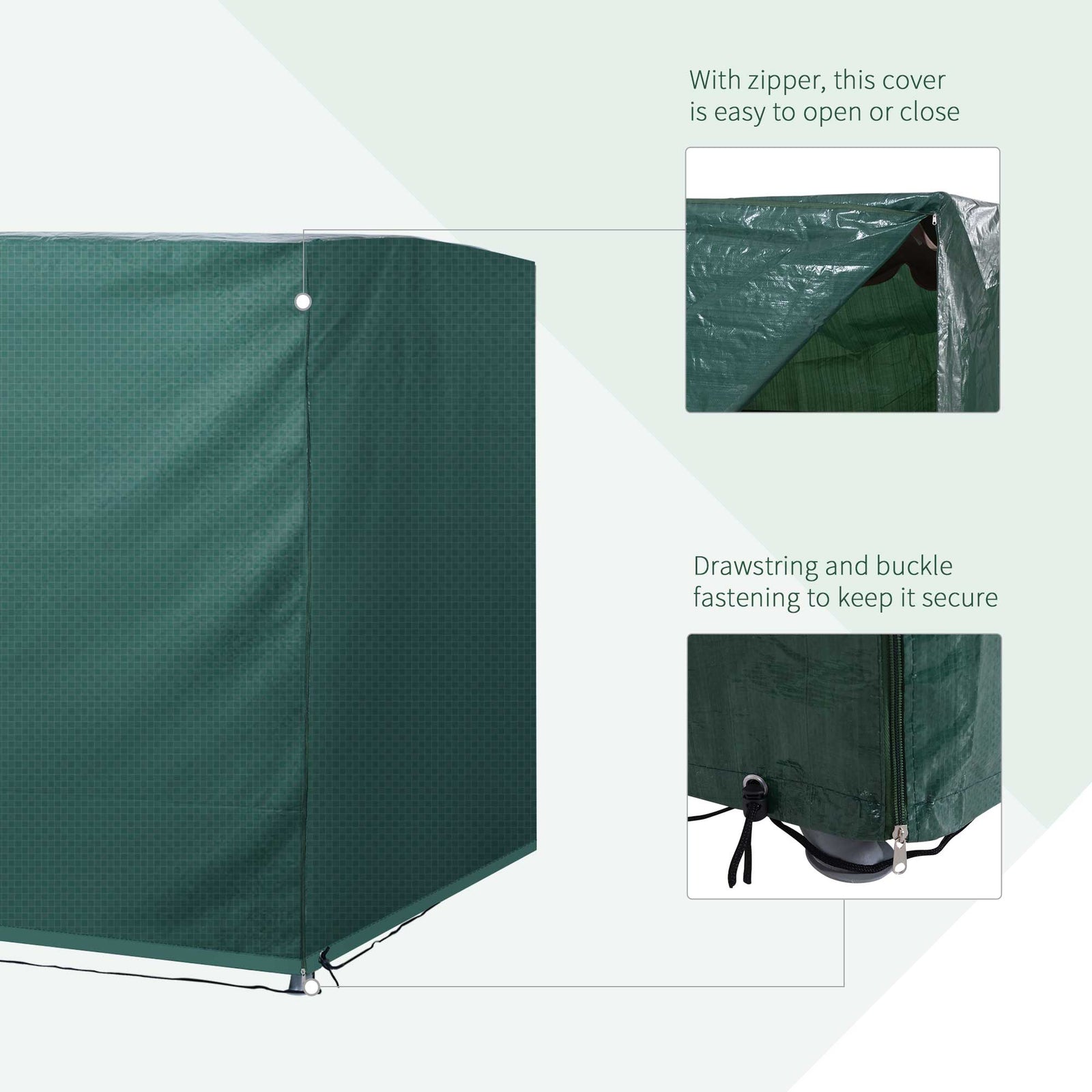 Outsunny Patio 3 Seater Swing Chair Bench Cover Outdoor Garden Furniture Rain Protection Cover Protector Waterproof Anti-UV, 215L x 155W x 150Hcm, Dark Green