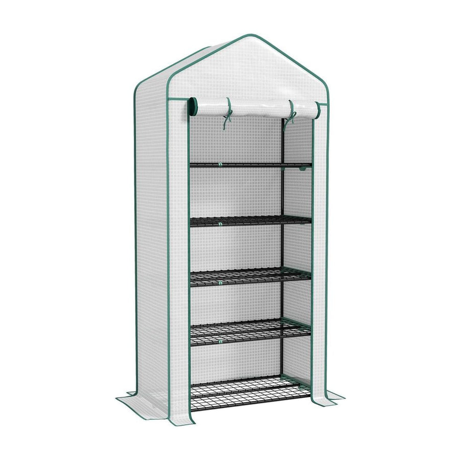 Outsunny 5 Tier Widened Mini Greenhouse with Reinforced PE Cover, Portable Indoor Outdoor Green House with Roll-up Door and