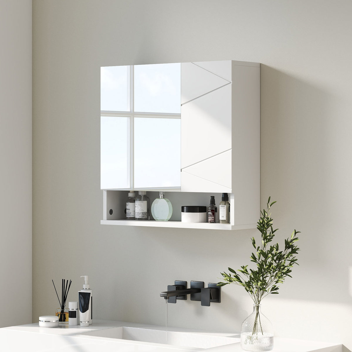 kleankin Wall Mounted Bathroom Storage Cupboard - White
