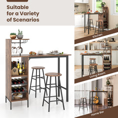Counter Height Dining Table Set for Bistro Living Room-Dark Brown