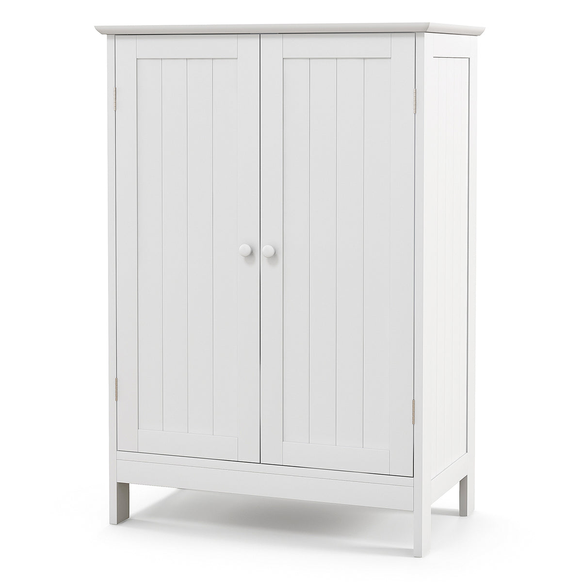 Double Door Bathroom Floor Cabinet with Shelf-White