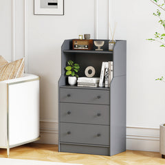 Modern Chest of Drawers Dresser with Shelves-Grey