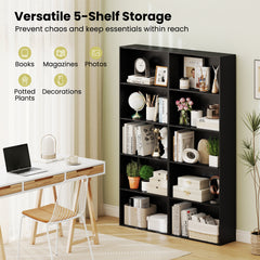 5-Tier Bookshelf with Freestanding Display Shelf and Storage Organizer for Living Room-Black