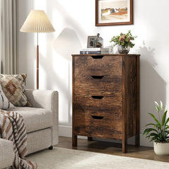 4-Drawer Wooden Tall Utility Storage Dresser in Rustic Brown, image 2