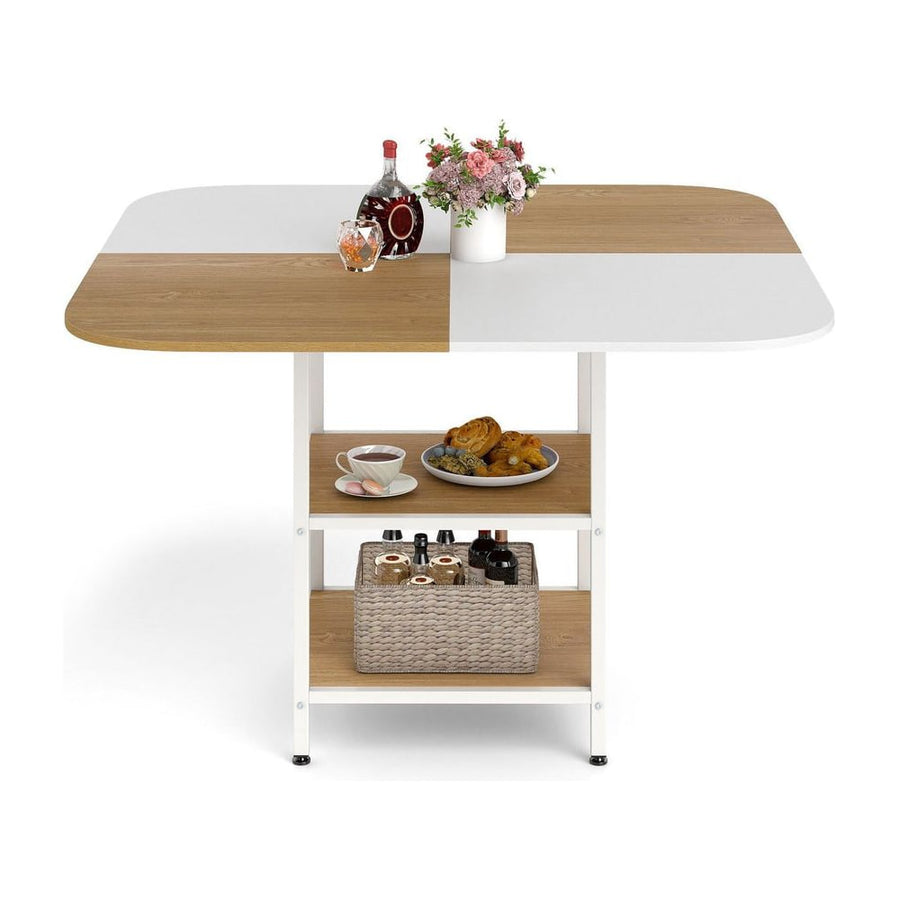 120 cm Modern Dining Table with Mix-colored Tabletop-Natural