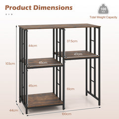 Kitchen Baker's Rack Industrial Coffee Bar Table with Shelves-Rustic Brown