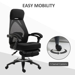 The office chair showing the five swivel castors for smooth movement on floors