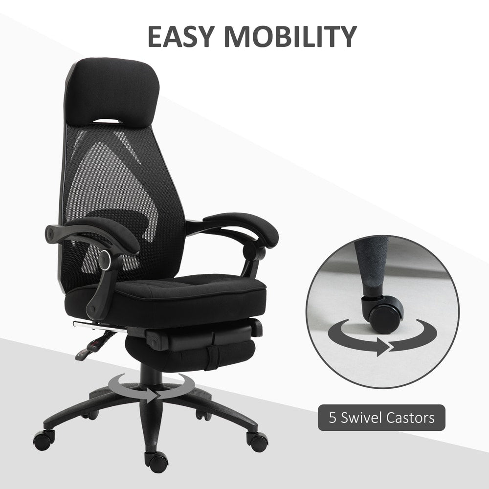 The office chair showing the five swivel castors for smooth movement on floors