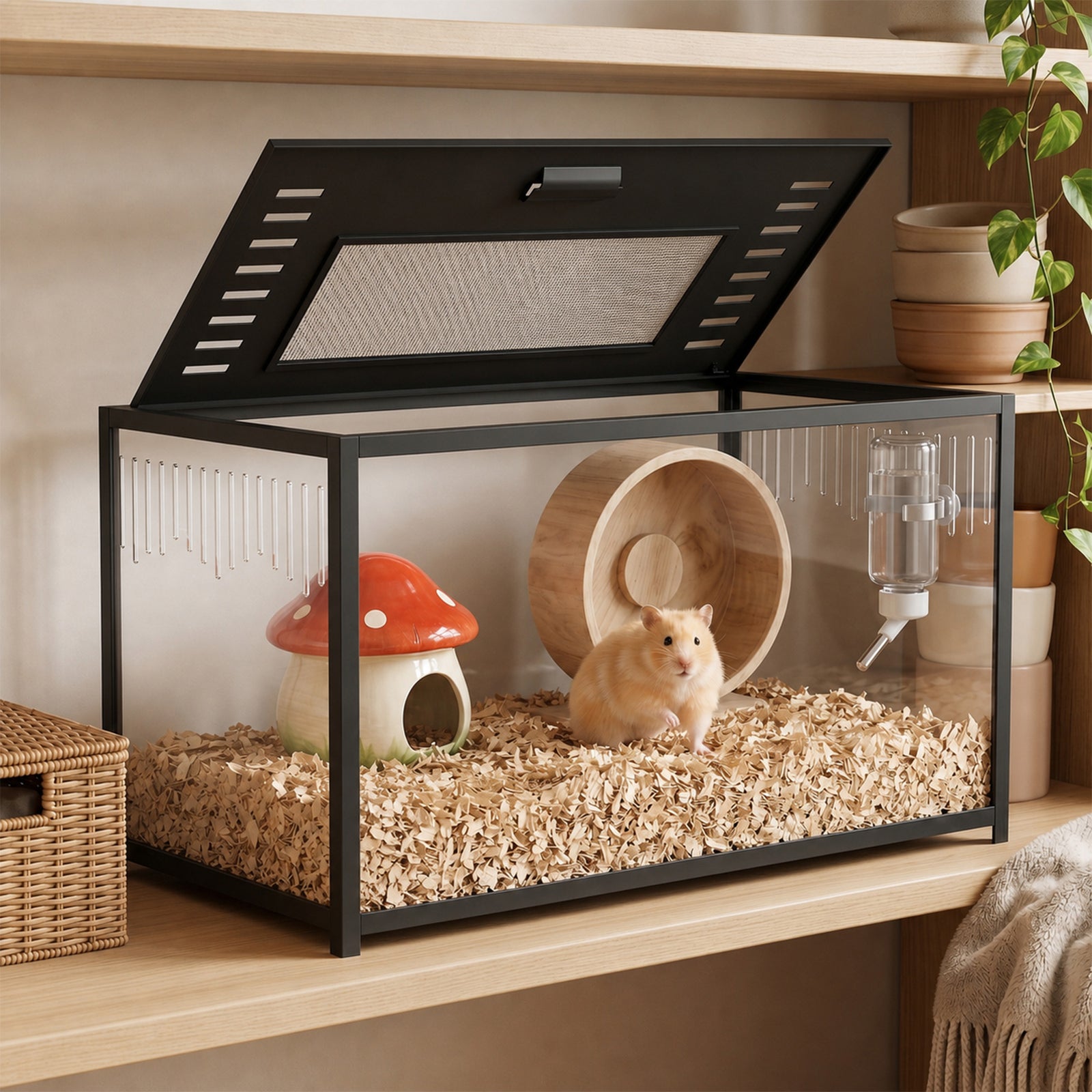 PawHut Hamster Cage, Chewproof Metal Rat Cage with Deep Base, Openable Top for Syrian Dwarf Hamster, Gerbil, 80 x 45 x 50.5 cm
